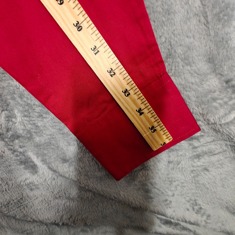 Wrangler Western Shirt Mens LT Red Long Sleeve Button Down Cotton Tall - Picture 6 of 11